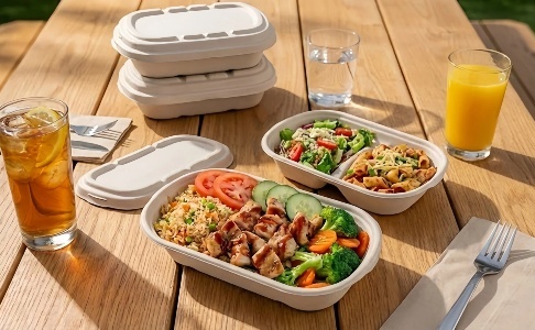 Sugarcane oval box food presentation for catering