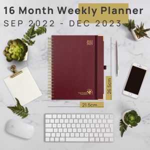 Bordeaux Leather Weekly Academic Planner From Jan. 2023 To Dec. 2023
