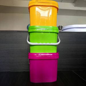 Customizable Printing Square Plastic Bucket With Lid And Handle Durability