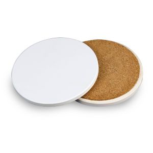 Blank Coated Round Shape Sublimation Ceramic Coaster With Cork Back