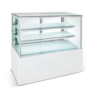 Double Layered LED Illuminated Glass Refrigerated Cabinet Cake Display Showcase