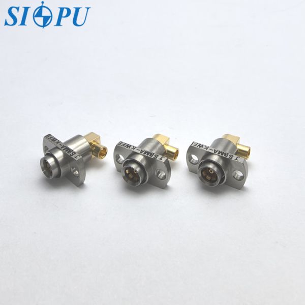 SBMA female coax connector – Right-Angle,flange design, Compatible with 2# Semi-Flexible or Semi-Rigid Cable