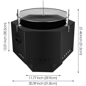 20.39" L×12.01'' H Portable Smokeless Fire Pit For Outdoor Campfire Flame