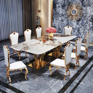 Height 78cm Large Rectangular Marble Dining Square Table Marble Top