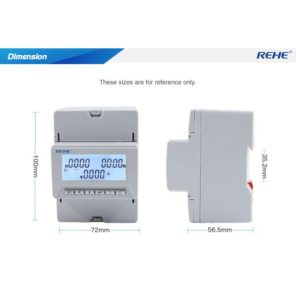 Din-Rail Three Phase Digital Power Meter Current Meter With LCD screen