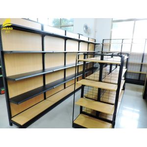 China Light Duty Metal And Wood Storage Shelves , Durable Metal Shelving With Wood Shelves on sale