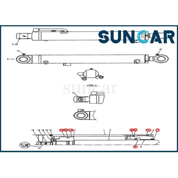 PX01V00048R300 Arm Cylinder Seal Repair Kit CX36B Case Mini Excavator Replacemen