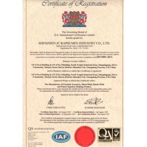 SHENZHEN JC RAPID MFG FACTORY Certifications