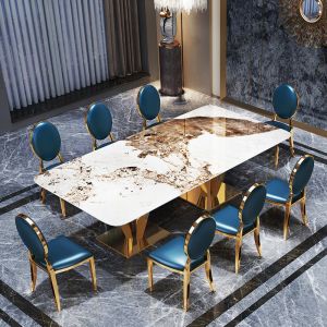 Height 78cm Large Rectangular Marble Dining Square Table Marble Top
