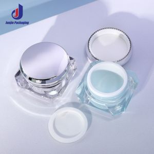 10g 25g Diamond Shaped Jar Empty Plastic Containers With Blue Silver Aluminum