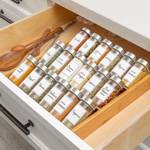 18 Jar Bamboo Spice Organizer Space-Saving Solution for Countertop and Kitchen