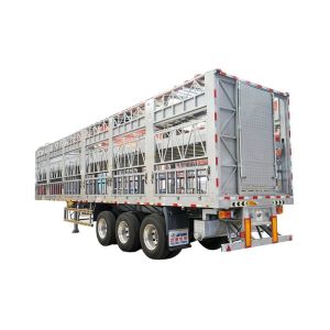 China Aluminium Trailer Livestock Carrier Truck Trailer Cattle Fence Semi-Trailer Livestock on sale