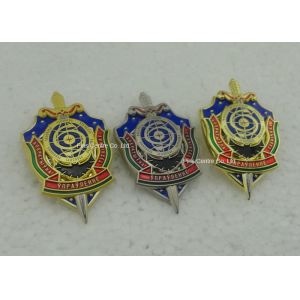 Hard Enamel Army Badges , Die Struck Zinc Alloy 3D Police Badge With Transparent
