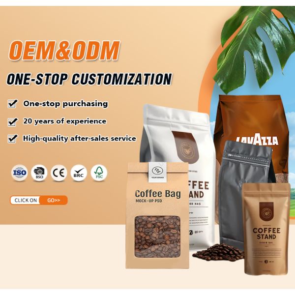 Wholesale Leak Proof Moisture Construction Recyclable Packaging Pouch Flat Bottom Coffee Zipper Bag