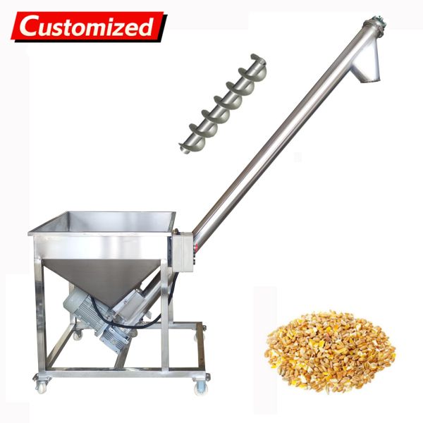 oem Vertical Spiral Powder Conveyor 1100W Screw Type Automatic Granule Conveyor 1400r/min Stainless Steel Spiral Feeding Machine with 66.93" Hopper