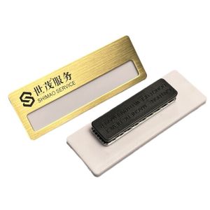 Custom Stainless Steel Name Badge With Logo Replaceable Insert Premium Name Tag