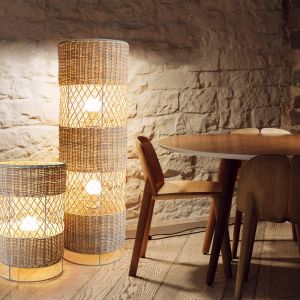 Handmade Led rattan wicker floor lamp For Living Room Decoration