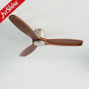 Modern 52" Low Profile DC Adjustable Wind Flush Mounted Ceiling Fan with Wood