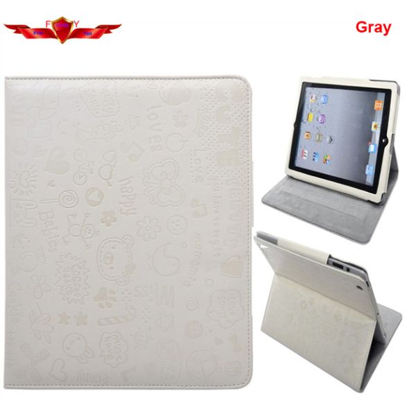 Elegant Embosed Ipad 1 Ipad Air PU Leather Cover Cases Support Smart Sleep/Wake Up