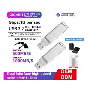 Portable Type C Solid State Drive USB3.2 2 Tb Usb Stick SATA And Nvme Interface