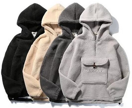 Quality Blank Kangaroo Bag Mens Oversized Pullover Hoodie With Half Zipper Placket for sale
