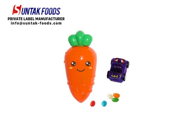 Lovely emoji carrot jelly bean candy with small toy for children