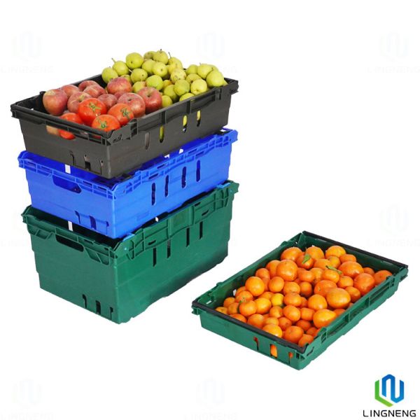 Lightweight 18L Plastic Fruit And Vegetable Crates / Stacking Plastic Crates