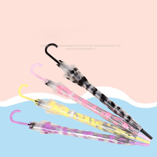 Creative Transparent Umbrella Plastic Handle Straight Pole Automatic Advertising Gift