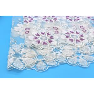 Polyester Mesh Sequin Lace Trim , Petal Embroidered Lace Trims