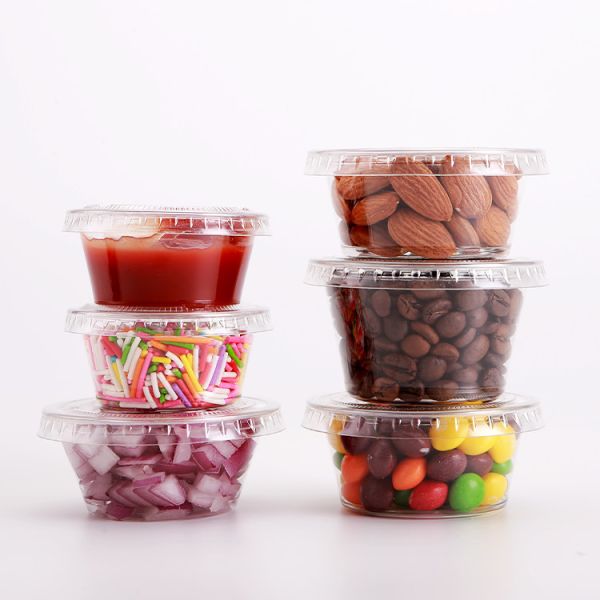 PLA Biodegradable Clear Disposable Plastic Restaurant Sauce Cup Container With