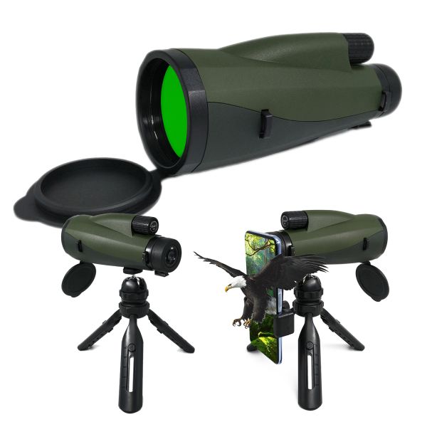 12x60 HD Monocular Telescope With Smartphone Holder Lightweight For Bird Watching