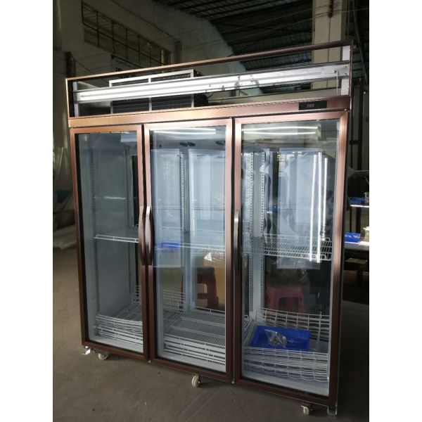 Front and back open doors with 5 layers Upright Display Freezer / Water Drink