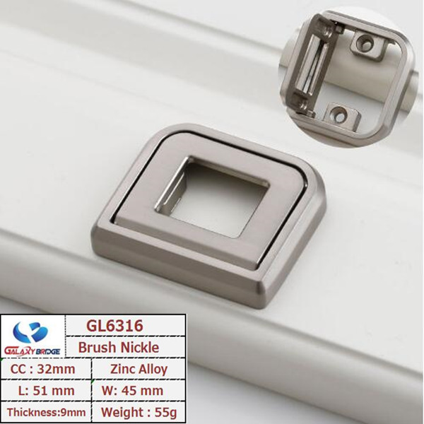 Brush Brass Hidden Drawer Pulls Kitchen Cabinet Knobs / Closet Square 96mm Handles T Bar Pulls Furniture Fittings