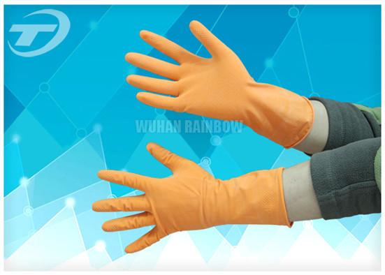 100% Natural Latex Household Gloves With Dipped Flocklined Washing Rubber Gloves