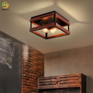 220V Nordic Iron Wood LED Ceiling Light For Home Hotel 1 head