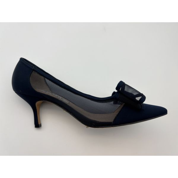 SGS Womens Leather Dress Shoes Breathable Black Pointed Closed Toe Heels With Mesh Butterfly