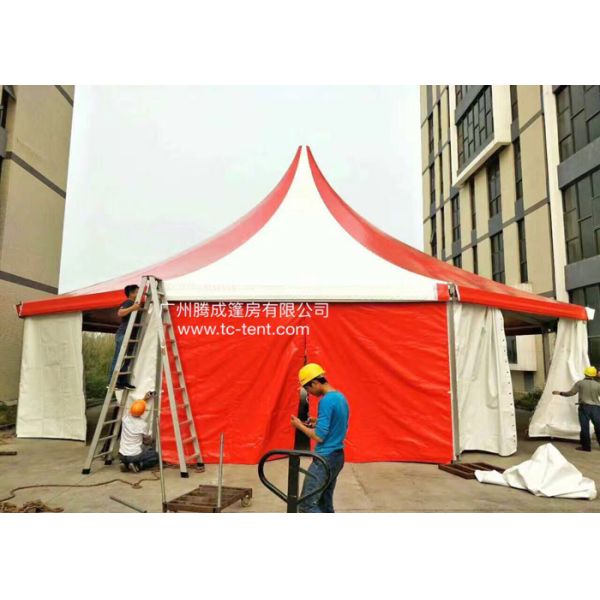 Circus Romantic Aluminium Alloy Octagonal Red PVC Cloth Tents For Parties With PVC Walls