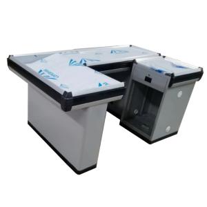 Electric Conveyor Belt Supermarket Checkout Counter With Adjustable Shelf