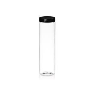 Transparent Clear Plastic Cylinder Containers Food Canned with Screwing Cap
