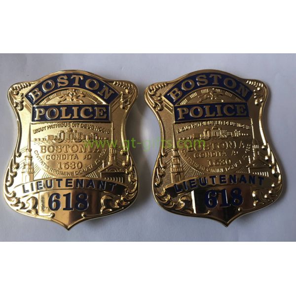 Custom Police Badge Challenge Coins with special police design and safety pin
