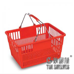 China Red Plastic Grocery Basket , Supermarket Hand Basket 35×25×18.5cm on sale