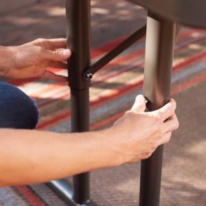 Outdoor Furniture 6ft Rectangular Picnic Table with Umbrella Hole and Folding