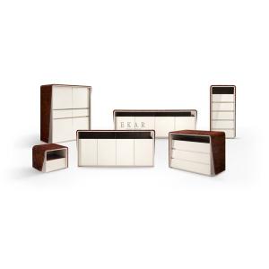 High Gloss Veneer Leather Design Modern Wooden 3 Drawer Chest W006B12A