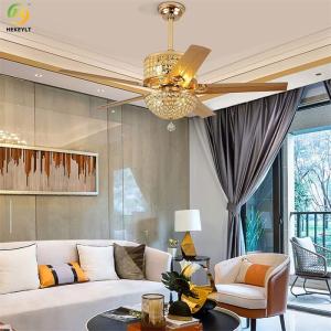 52'' Crystal Modern LED Ceiling Fan Light With 5 Blades Remote Control