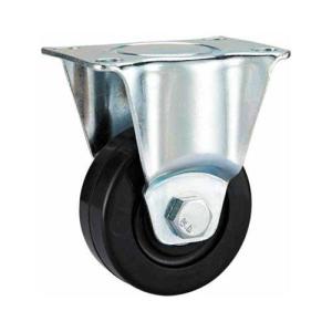Wholesale medium duty 4&quot; rigid black rubber caster, soft rubber castor fixed from china suppliers