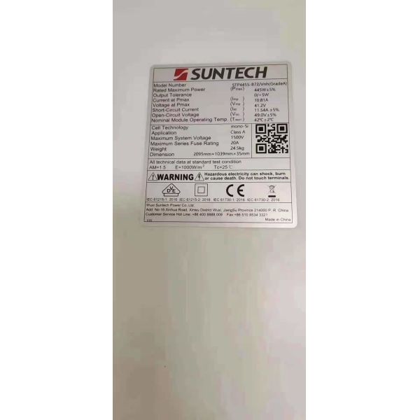 Ip65 A Grade Single Glass Solar Cell Panel 445W