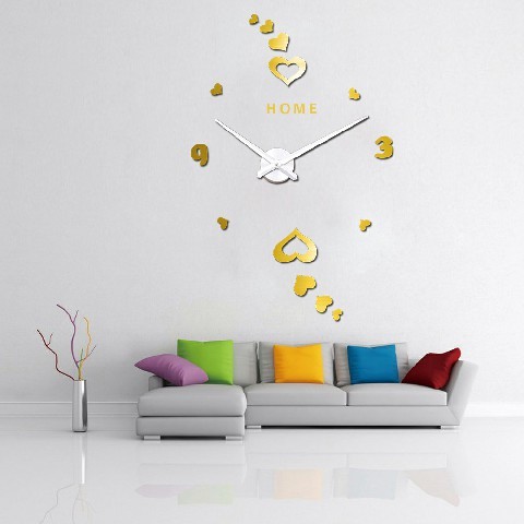 Arabic Digital Heart Romantic Wall Art Clock Home Decor Large 3D Hanging Wall