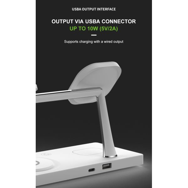 White And Black All-In-1 Magnetic Wireless Charger Support PD&QC3.0