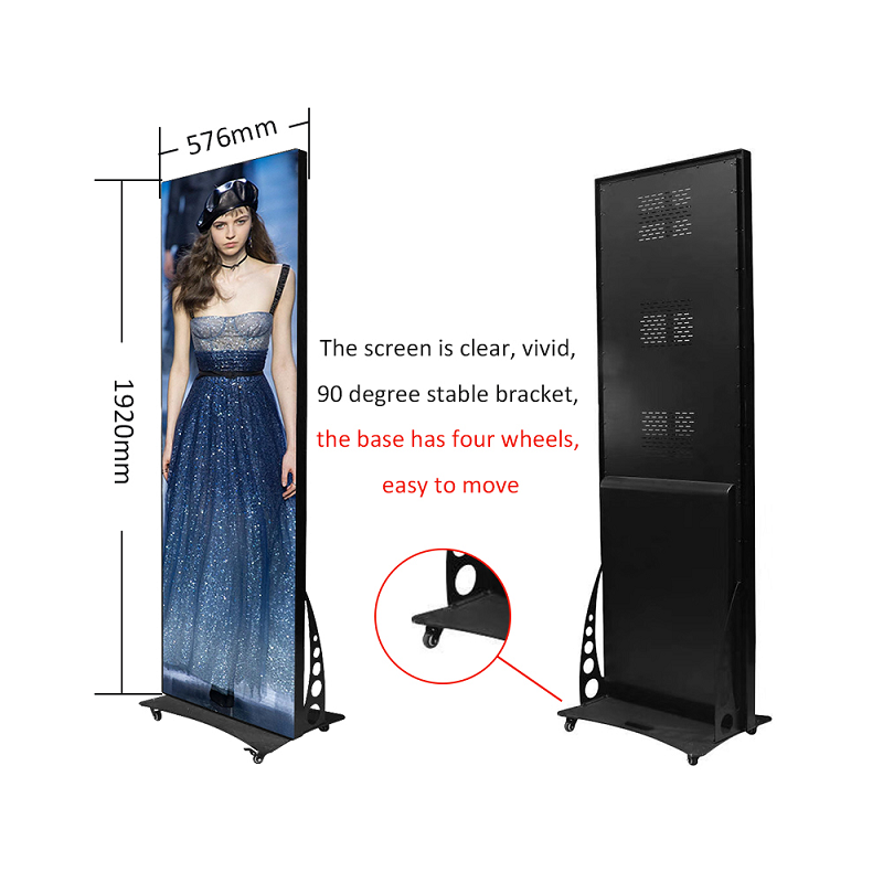 SGS Freestanding 210W/Sqm Led Poster Screen 1R1B1G HDMI Mirror Led Display