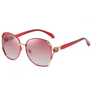 Four Leaf Clover Elegant Glass Lens Metal Frame Polarized Sunglasses Diamond